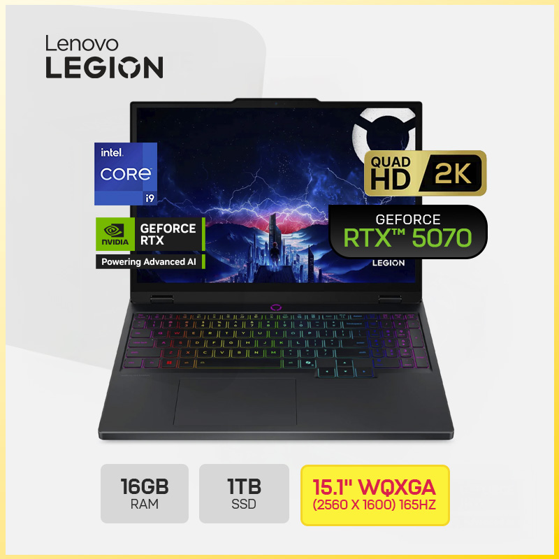 LENOVO LEGION 5 15IRX10 GAMING INTEL CORE I9-14900HX  / 1TB SSD / 16GB DDR5 / 15.1&rdquo; WQXGA (2560X1600)165 HZ / NVIDIA GEFORCE RTX 5070 8GB / WIN 11 / COLOR ECLIPSE BLACK 