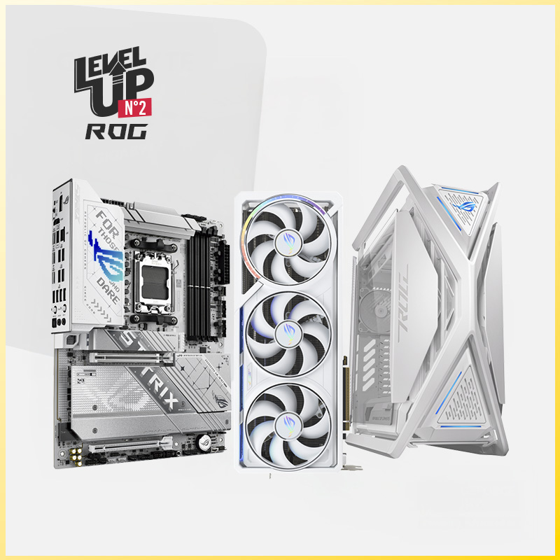 LEVEL UP ROG 2 // RTX 5080 ASUS + PLACA ASUS ROG STRIX X870-A + HYPERION GR701 WHITE