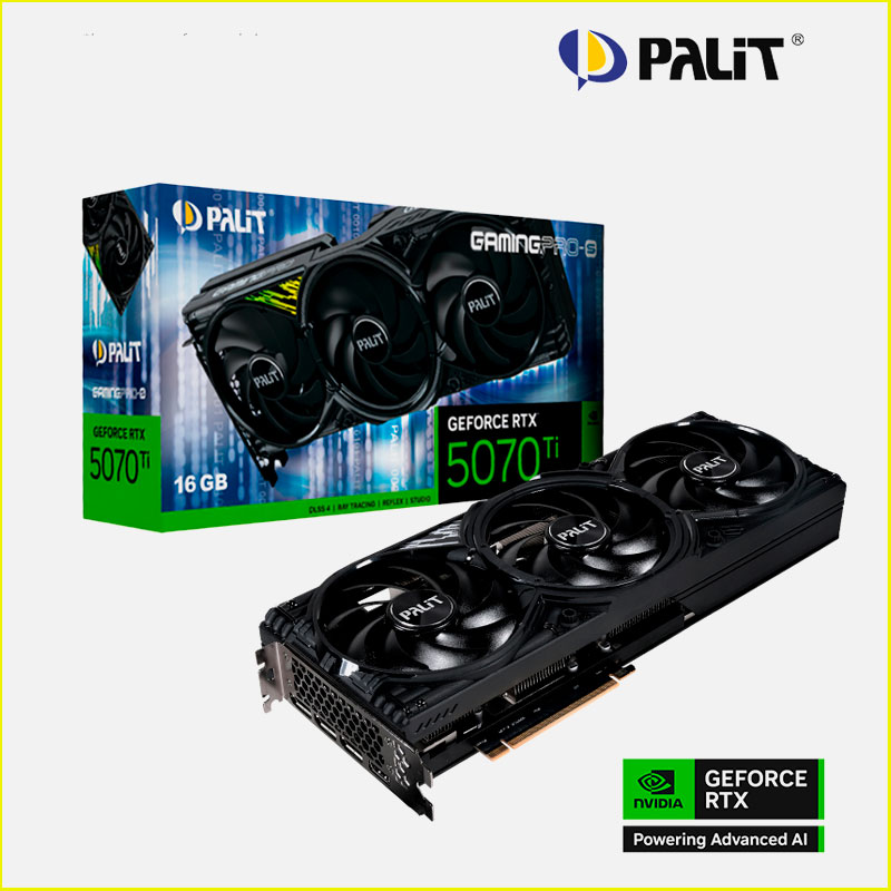 TARJETA DE VIDEO PALIT GEFORCE RTX 5070 TI GAMINGPRO-S 16GB GDDR7  256BITS ARGB GAMING EDITION