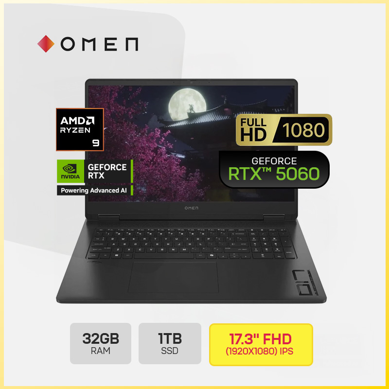 HP OMEN 17-DB1002LA (CW4G9LA#ABM) / AMD RYZEN AI 9-365 / 32GB (2X16GB) DDR5-5600 / 1TB SSD / NVIDIA GEFORCE RTX 5060 8GB / 17.3" FHD (1920X1080) IPS 144 HZ / FREE DOS / TECLADO ESPA&Ntilde;OL RETROILUMINADO RGB