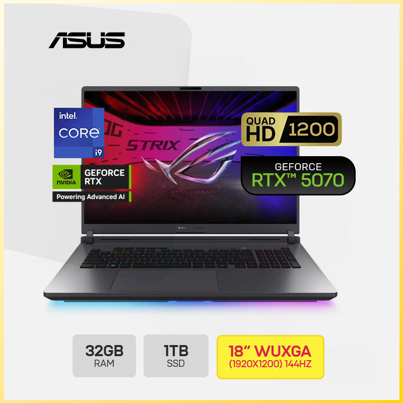ASUS ROG STRIX G18 G815JPR-IS96 GAMING Core&trade; i9-14900HX 1TB SSD 32GB 18" (1920x1200) 144Hz WIN11 NVIDIA&reg; RTX 5070 8192MB ECLIPSE GRAY RGB Backlit Keyboard