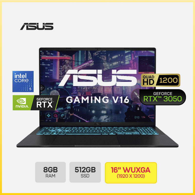 ASUS TUF V16 V3607VJ-TK185W / Intel Core 5-210H / 8GB DDR5 5600MHZ / 512GB SSD / 16" WUXGA-144HZ / NVIDIA GEFORCE RTX3050 6GB / TECLADO LATINOAMERICANO / WINDOWS 11 HOME / BATERIA 3 CELL / COLOR MATTE BLACK / WIFI6 / RJ451 / HDMI1 / USB2 / USB-C*1   
