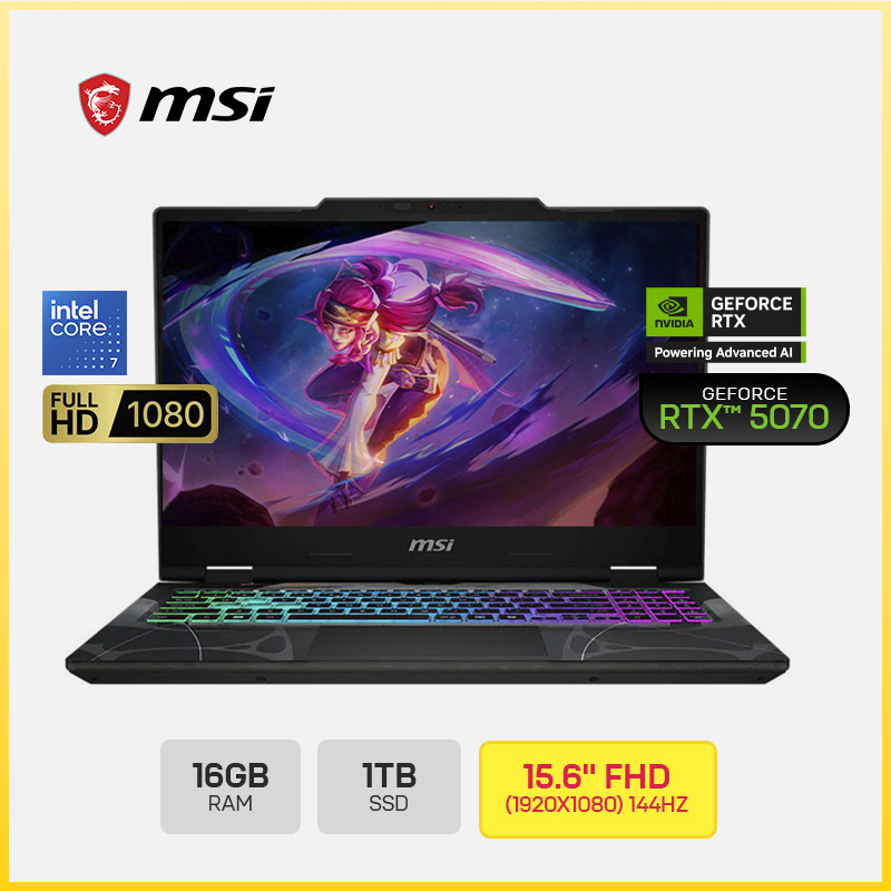MSI Cyborg 15 B2RWGKG-409US / Core 7 240H / 16GB DDR5 / SSD 1TB / RTX 5070 8GB / Pantalla 144Hz
