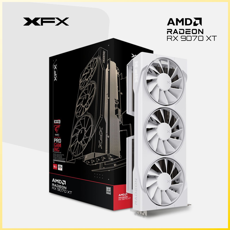 TARJETA DE VIDEO  XFX SWIFT RADEON RX 9070 XT WHITE 16GB GDDR6 