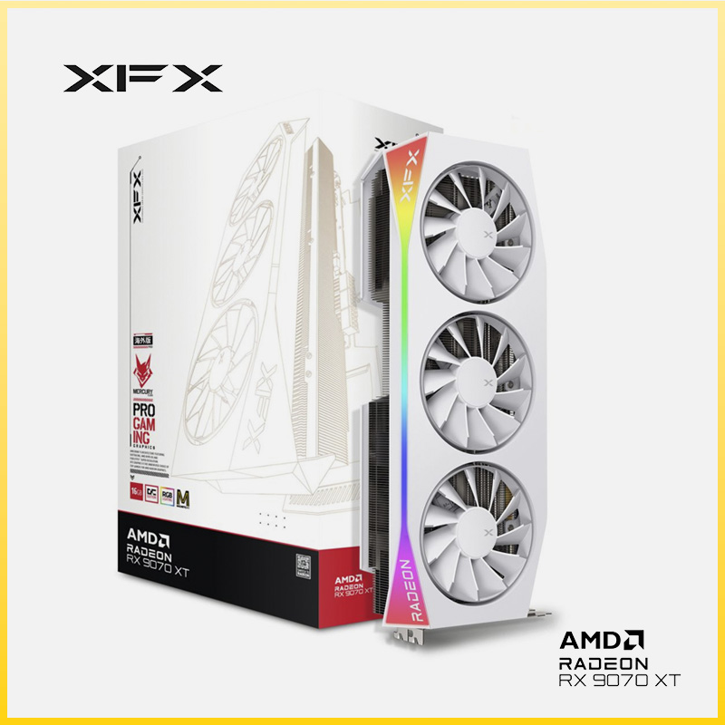 TARJETA DE VIDEO XFX MERCURY RX 9070 XT WHITE RGB MAGNETIC AIR 16GB GDDR6